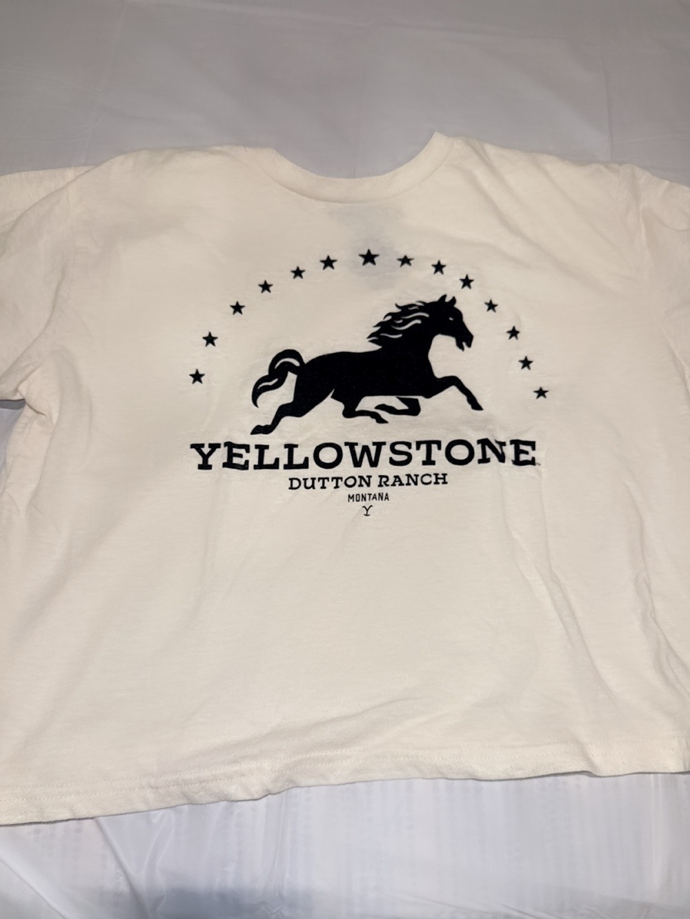 Yellowstone Dutton Ranch White Horse Graphic Crop Top